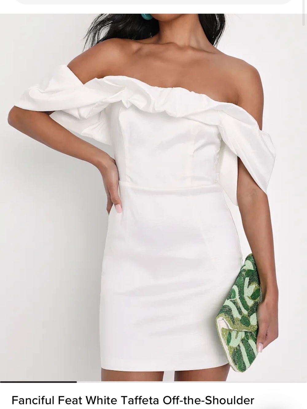Lulu's White Strapless Off-the-Shoulder Taffeta Dress